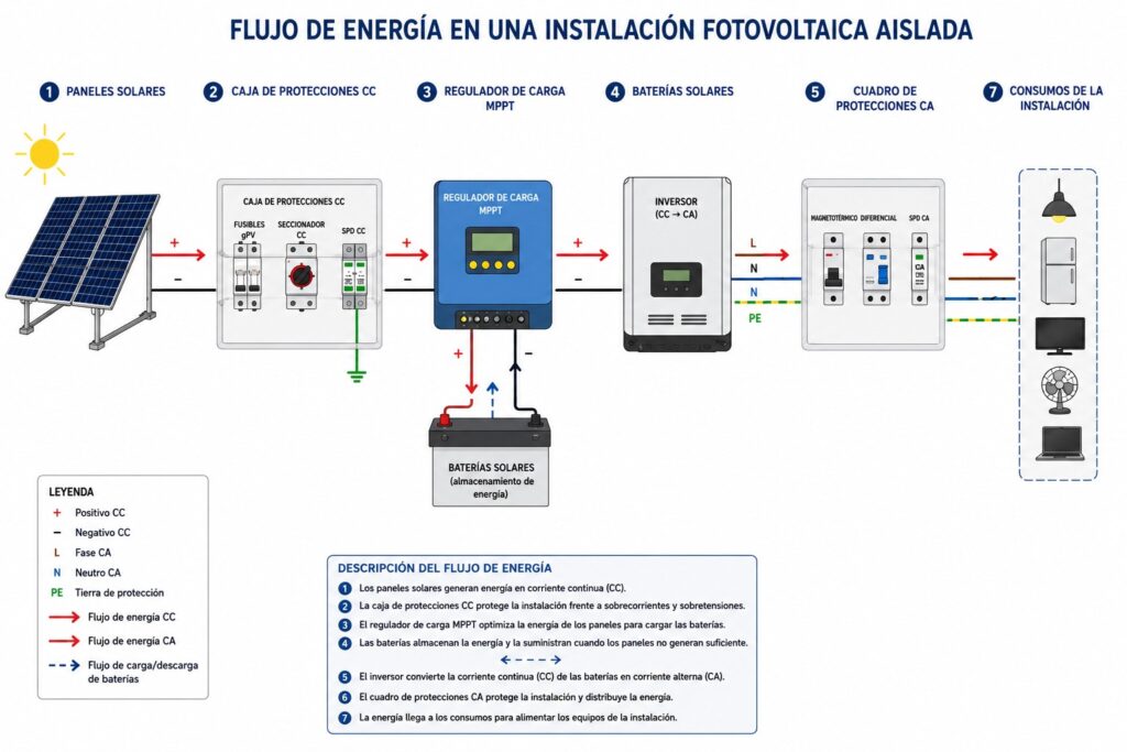 Esquemas de Instalación Fotovoltaica: Conectada a Red, Aislada e Híbrida Esquemas de Instalación Fotovoltaica: Conectada a Red, Aislada e Híbrida