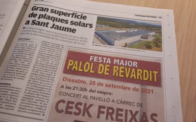 Noticia en El Punt Avui sobre la instalación de placas solares de Fotovol en la nave de Pagès Valentí en Sant Jaume (Girona)